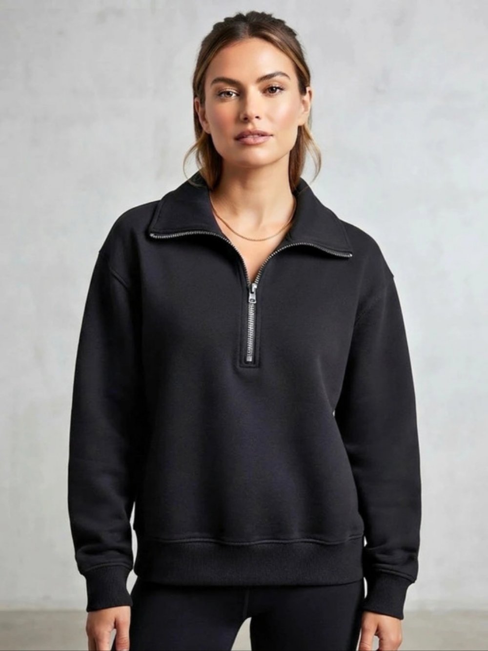 Anrabess - Women's Long Sleeve Quarter Zip Pullover Sweater